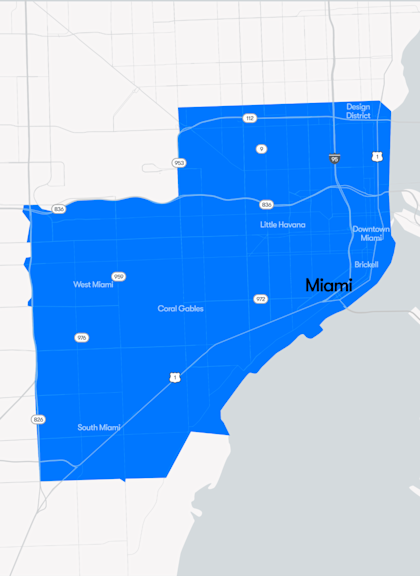 Waymo Miami service area