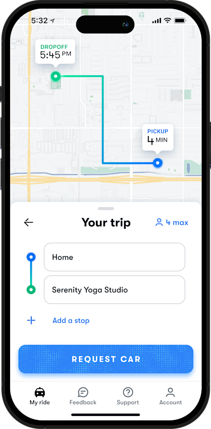 Waymo app on a smart phone