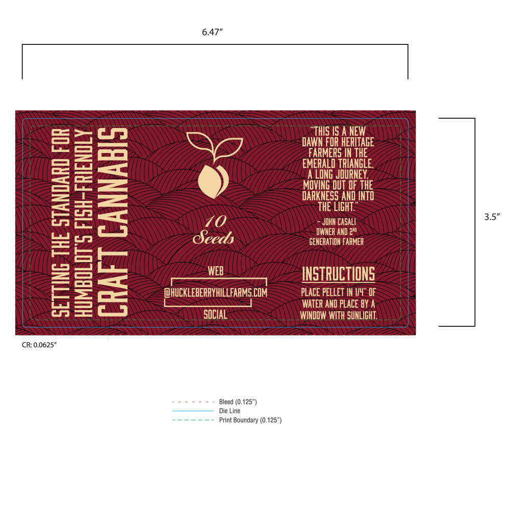 Huckleberry Hill Farms Seed Tube Lower Label Artwork