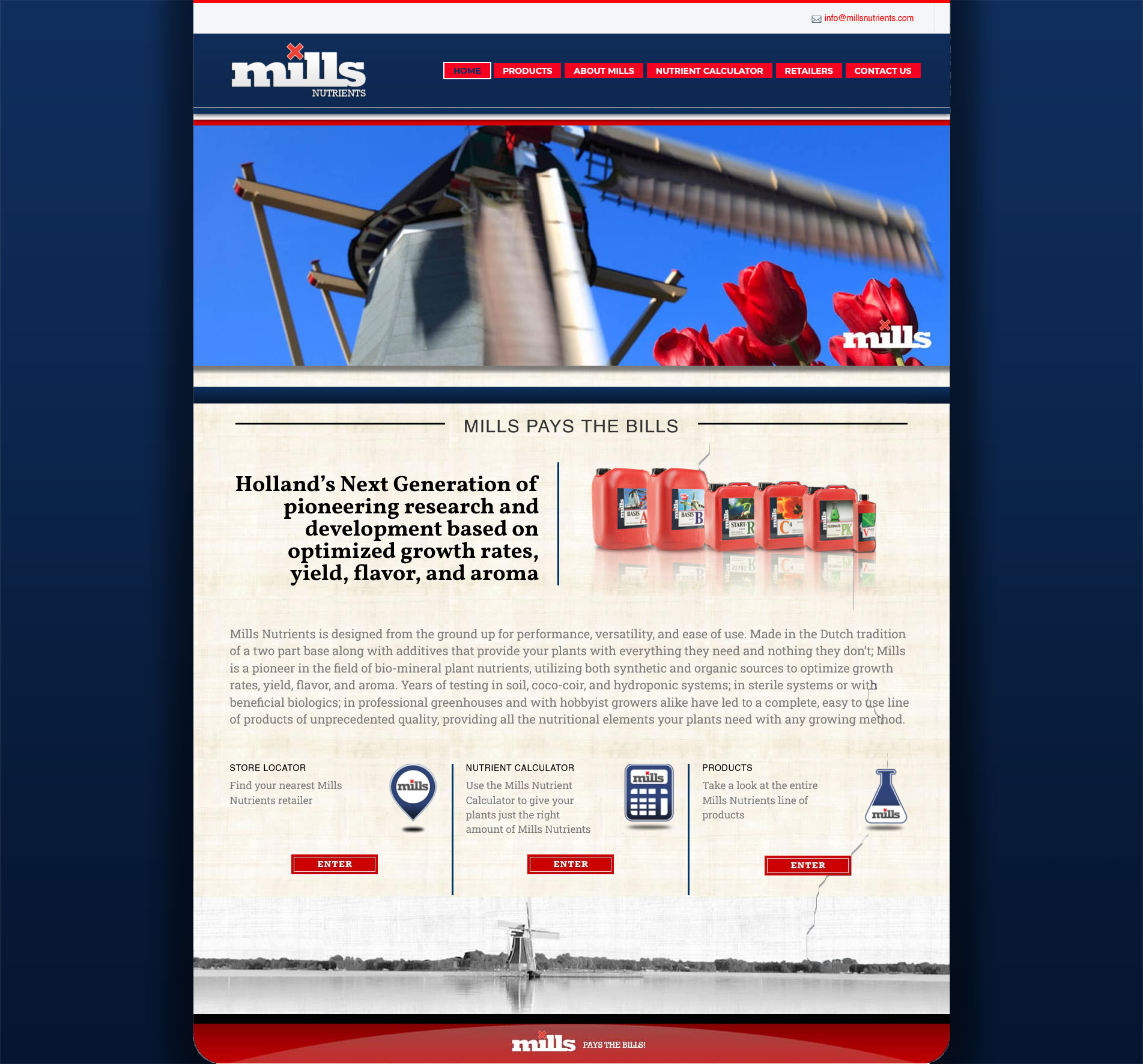 Mills Nutrients Website Home Page