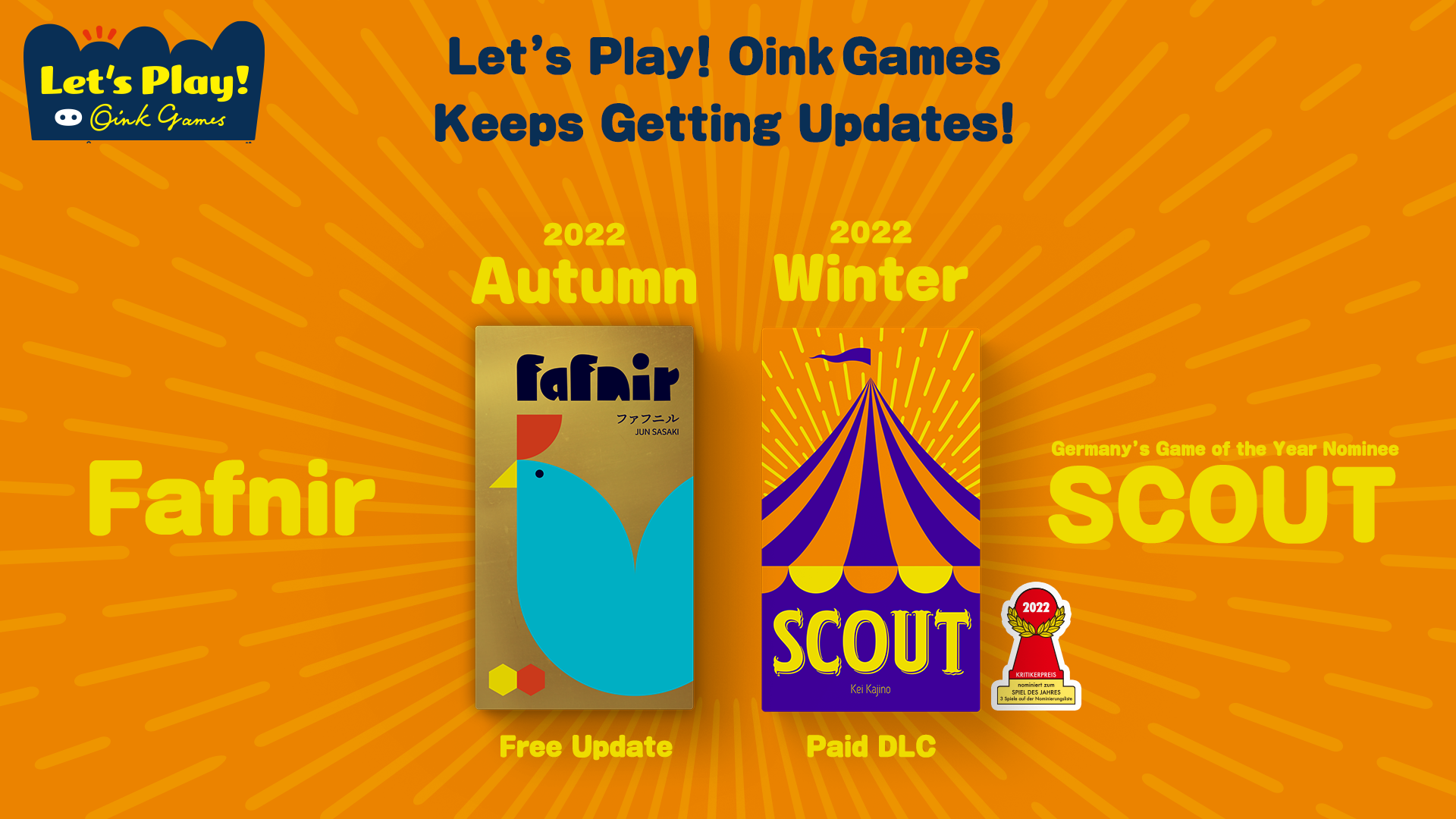 Free update today adds a new game, Fafnir to Let's Play! Oink