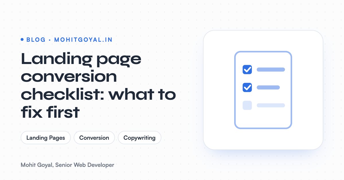 Landing page conversion checklist: what to fix first