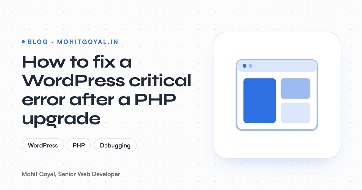 How to fix a WordPress critical error after a PHP upgrade