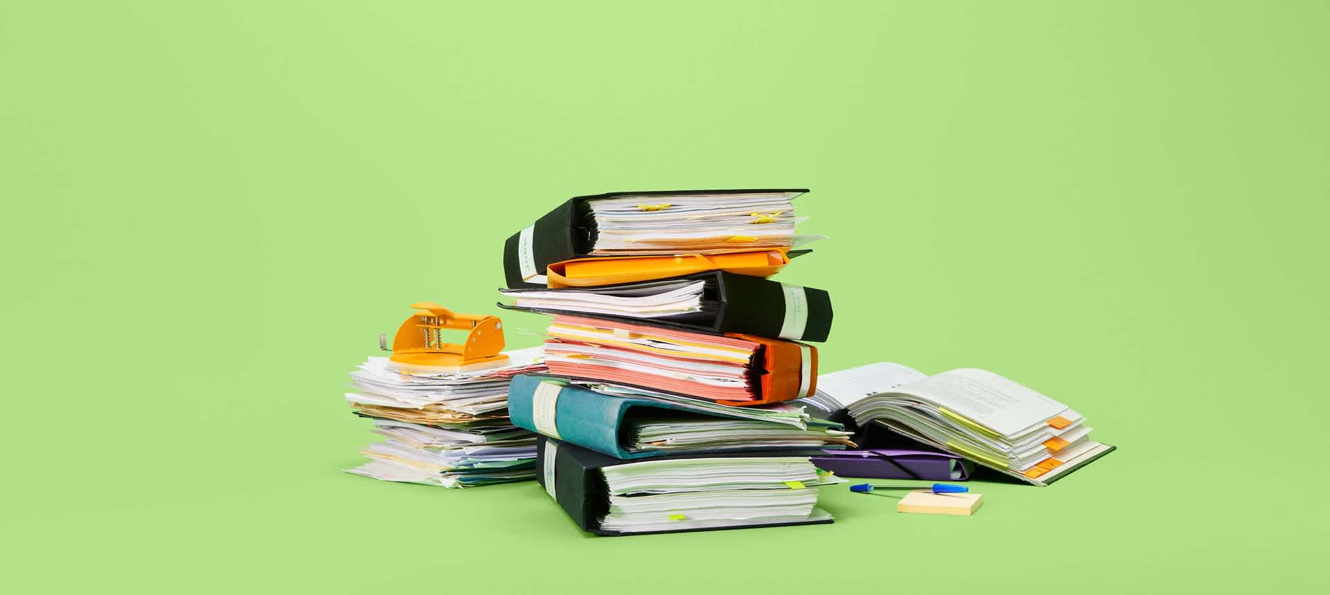 A big pile of binders