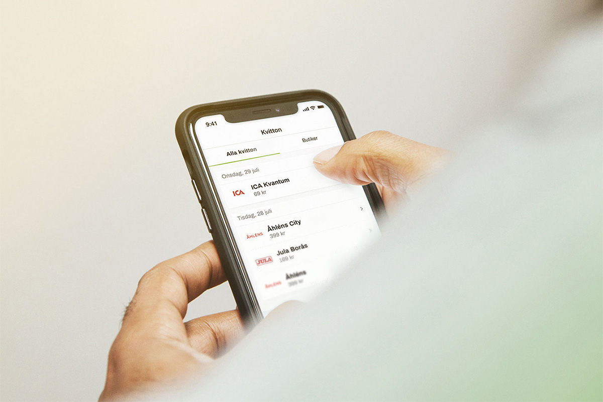 Bild på uppladdade kvitton i Kivra-appen