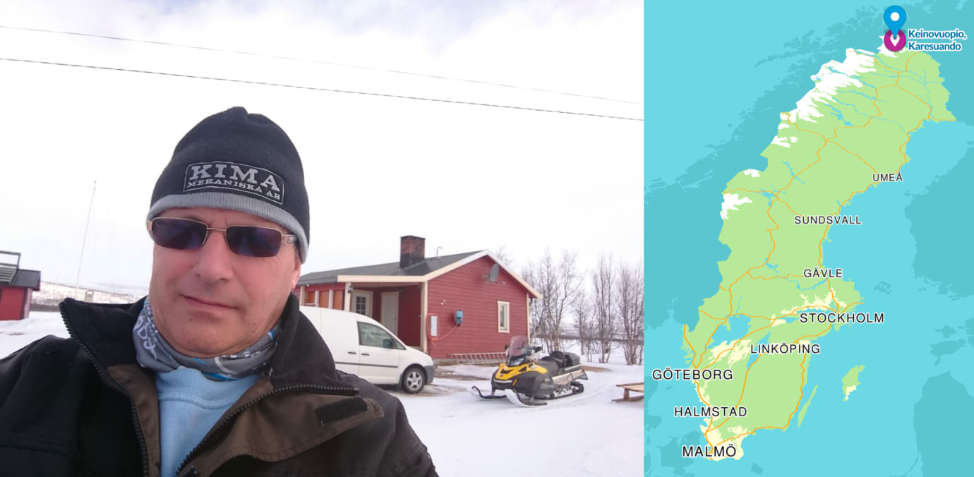 Foto på Kivra-användare Sixten och karta som visar vart i Sverige han bor. 