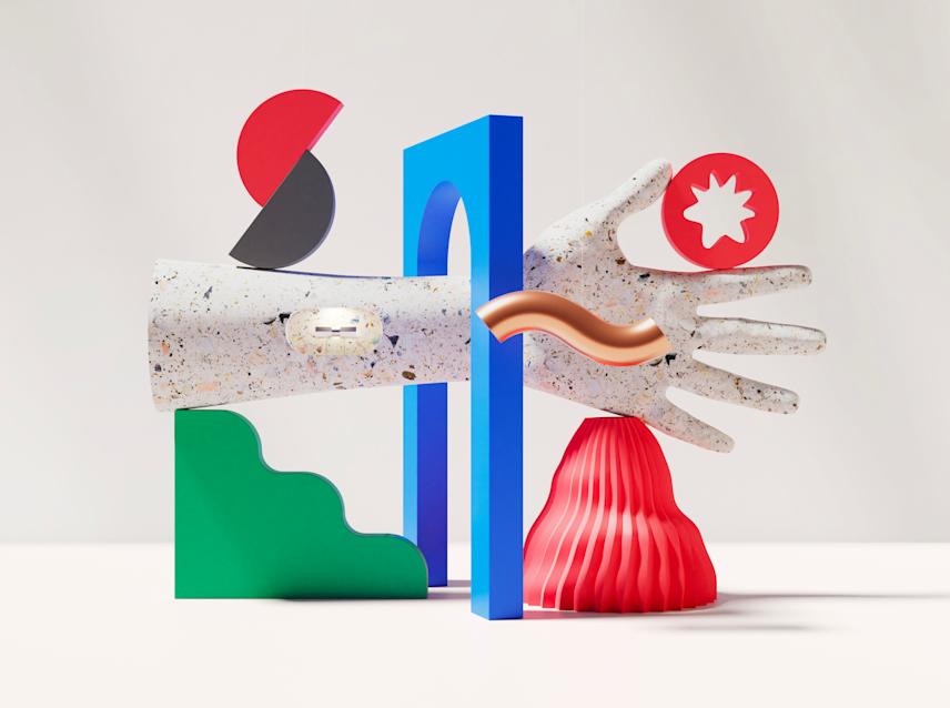 visual for the ornament health app featuring a composition of abstract geometric shapes symbolizing balance, knowledge, and curiosity