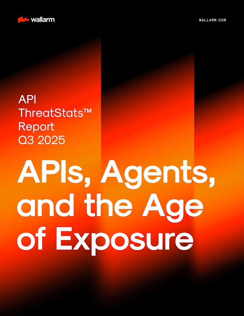 cover for wallarm api threat stats report q3 2025 featuring a gradient pattern resembling company logo