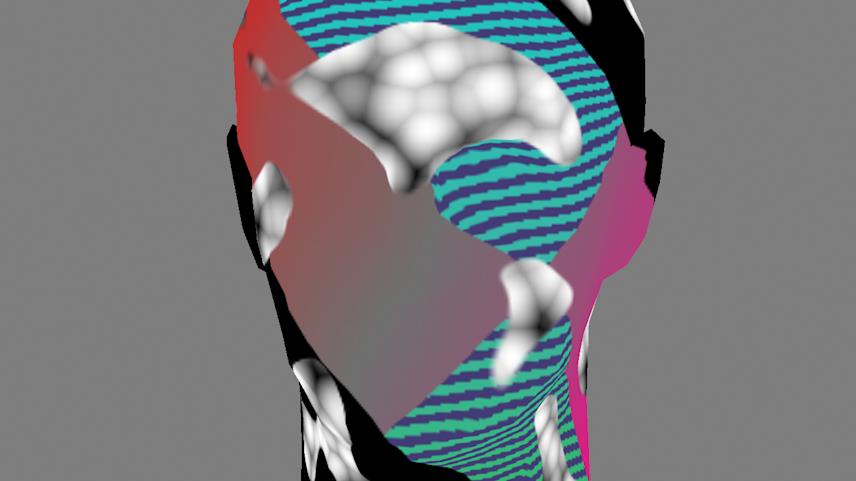 visual experiment with low poly 3d head model