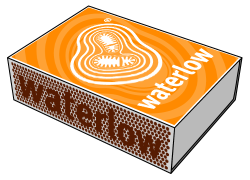 logo for waterlow, a company producing modern galoshes on the merch