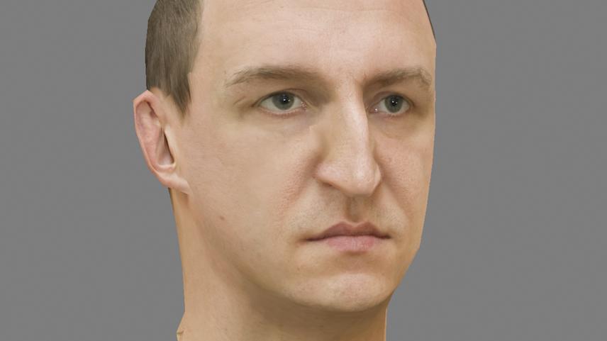 visual experiment with low poly 3d head model