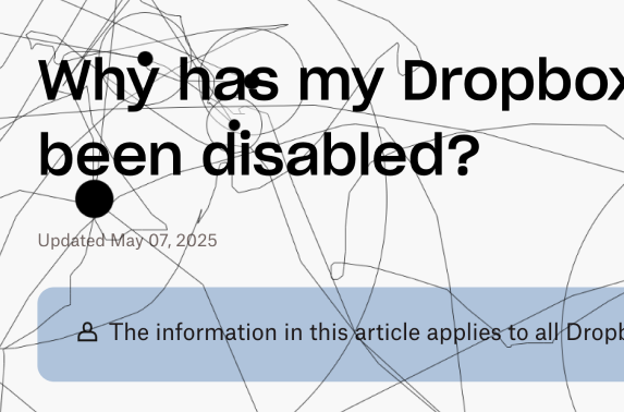 Stylised screenshot of Dropbox help page