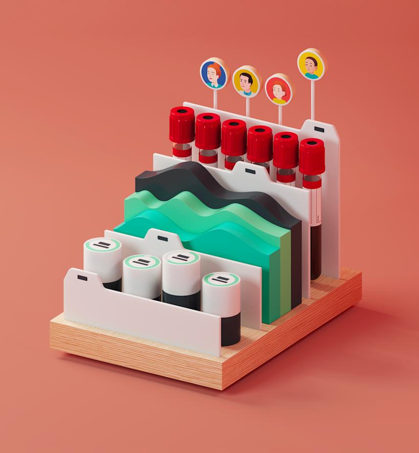 key visual for the ornament health app featuring abstract geometry symbolizing blood test data analytics