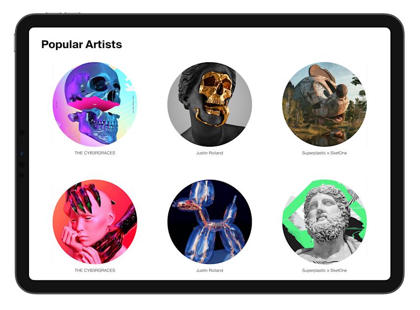 artist profiles gallery view of the artbits web app