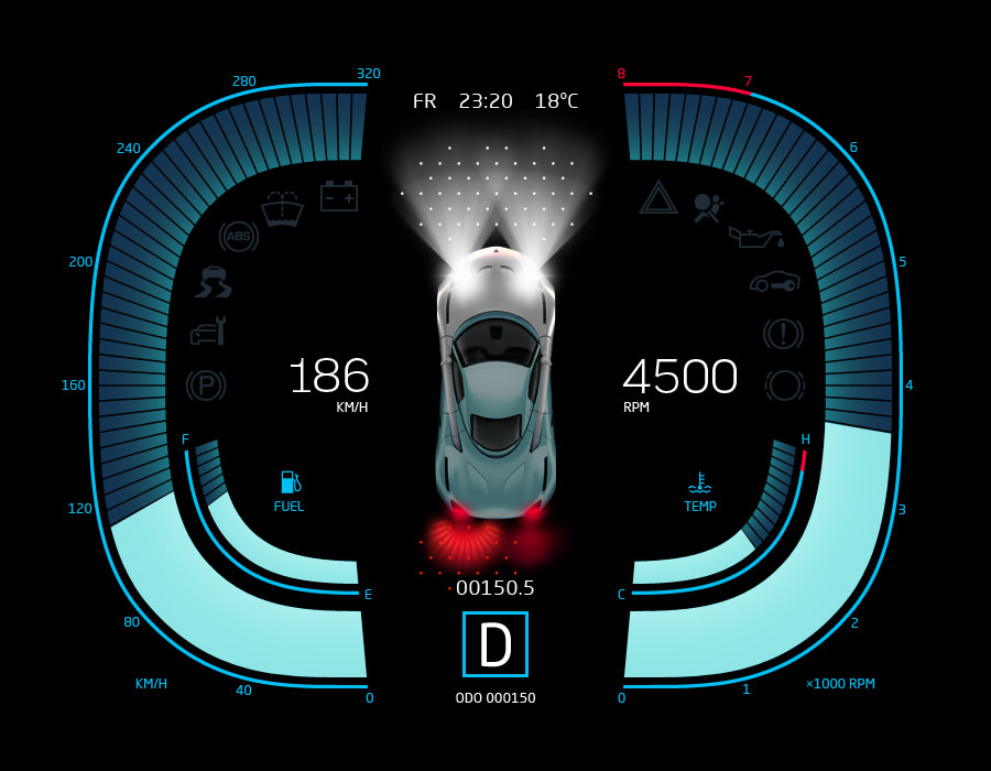 Marussia V1 Dashboard Blue