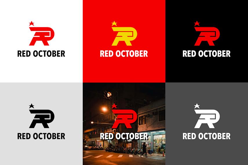 logo concept color usage examples for the australia-based red october bar