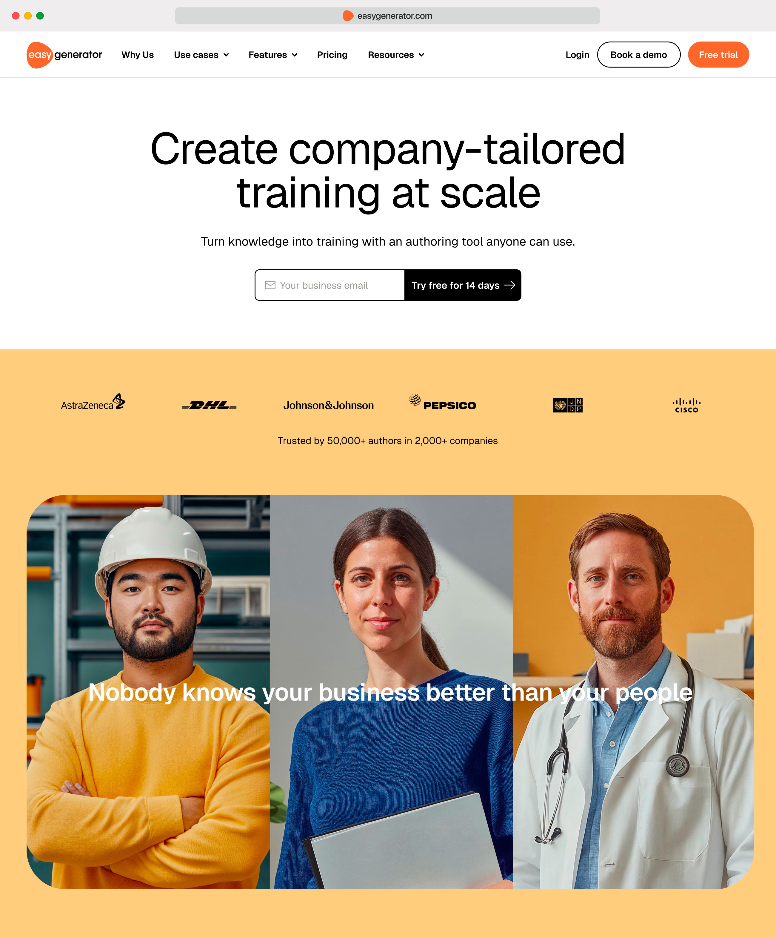 Redesigned Easygenerator homepage