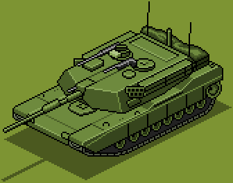 isometric pixel art illustration of abrams tank