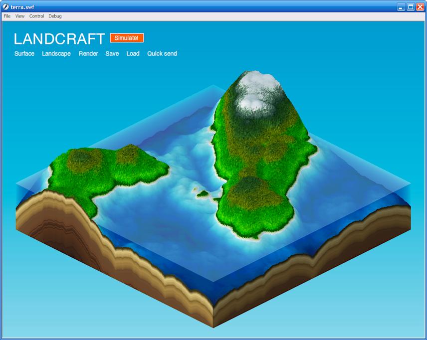 welcome screen of landcraft the web-based program for generating terrains