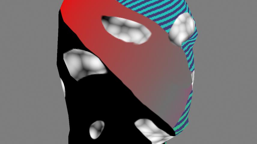 visual experiment with low poly 3d head model