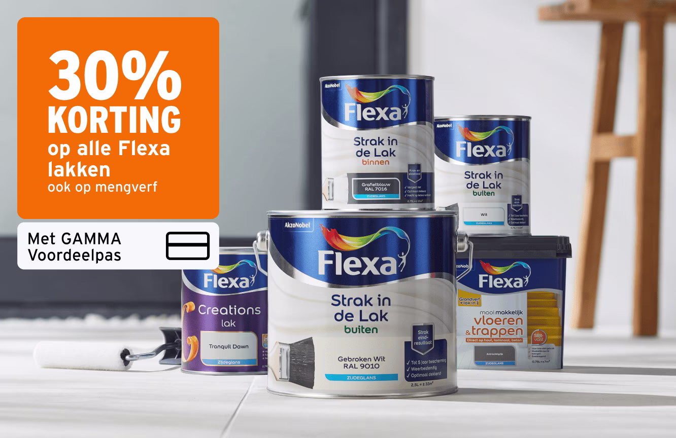 30% korting op alle Flexa lakken ook op mengverf