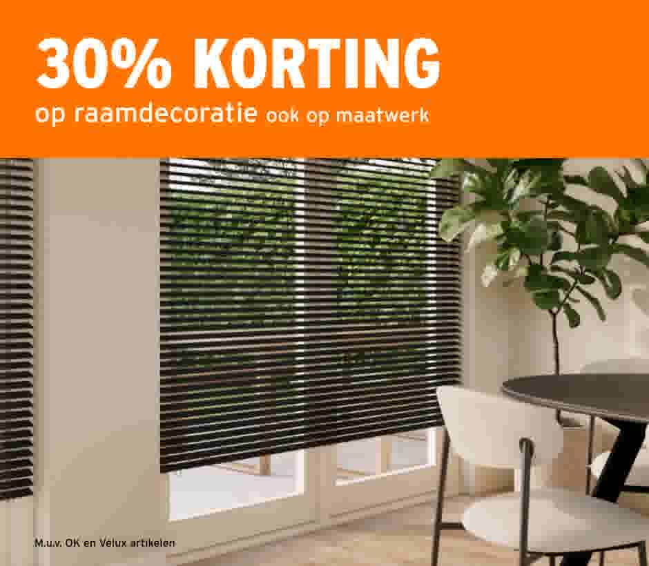 30% korting op raamdecoratie ook op maatwerk