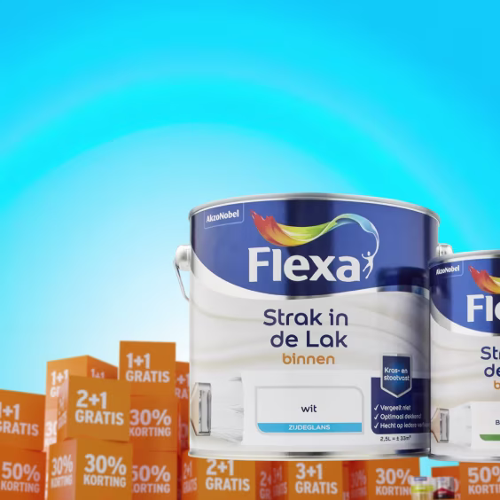 40% korting op Flexa Strak in de Lak ook op mengverf 