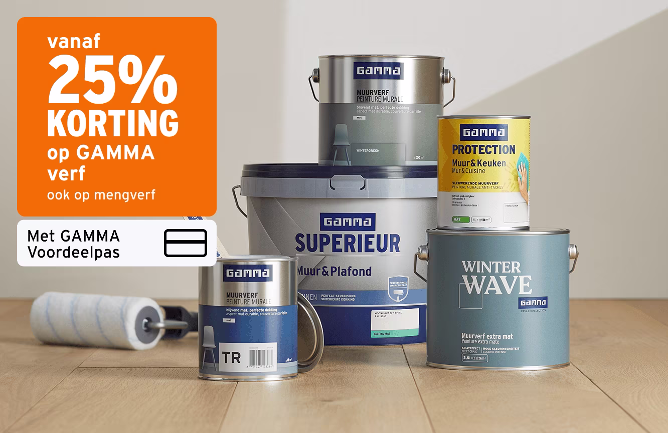 vanaf 25% korting op GAMMA verf ook op mengverf