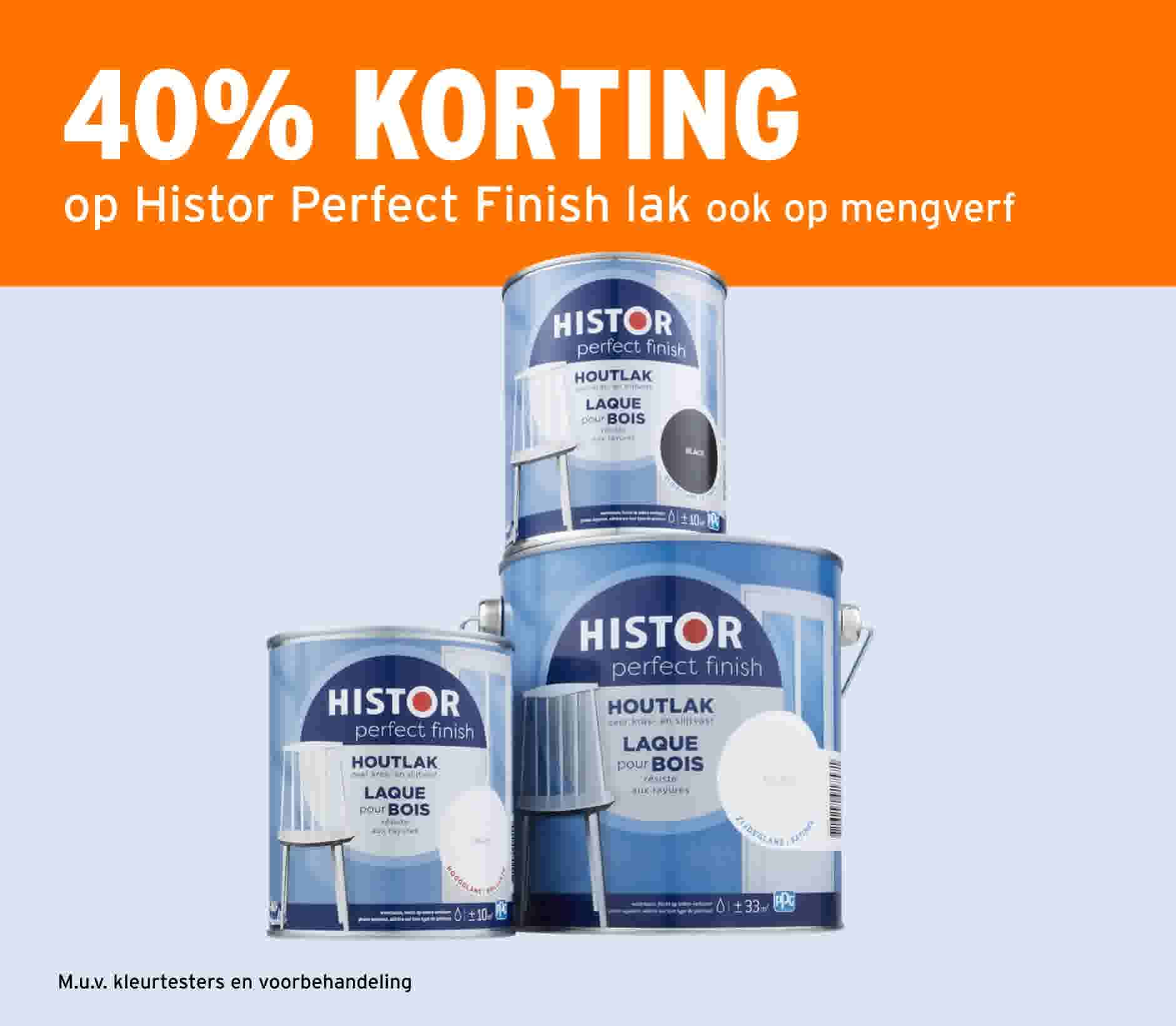 40% korting op alle Histor Perfect Finish lakken