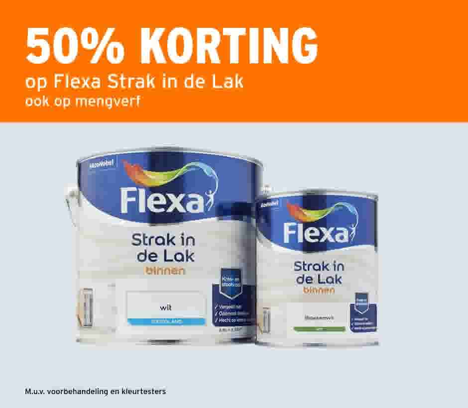 50% korting op Flexa Strak in de Lak, ook op mengverf