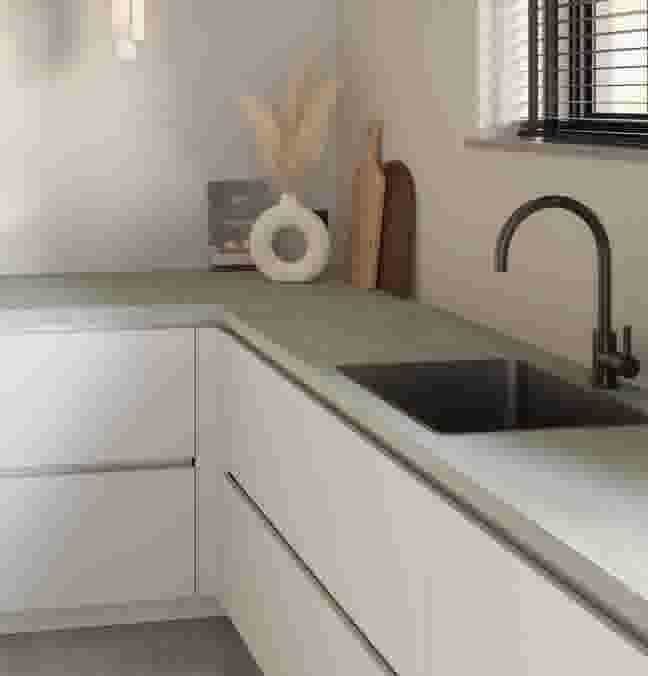 Keuken met werkblad op maat (Grijs Beige)