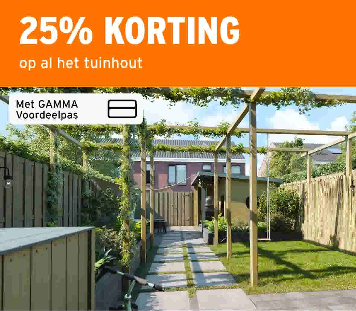 25% korting op al het tuinhout