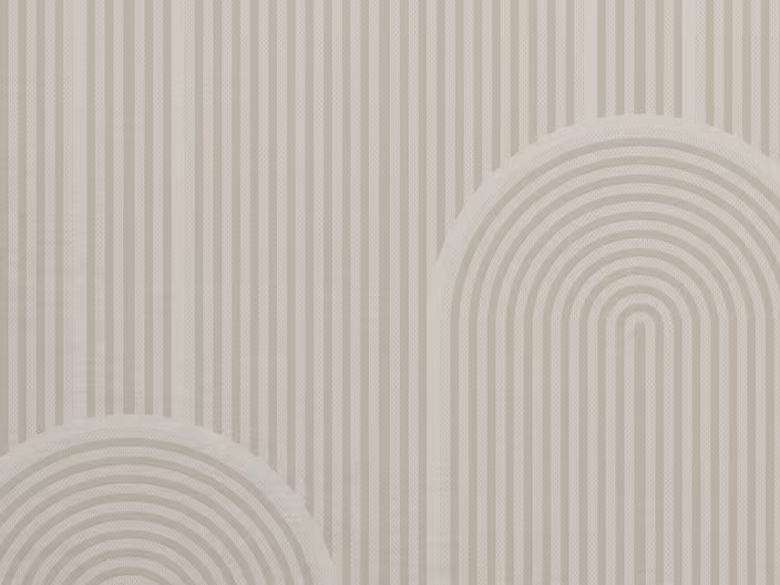 Beige behang met art deco boogpatroon en strepen