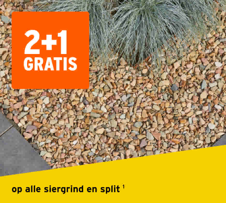 2+1 gratis op alle siergrind en split