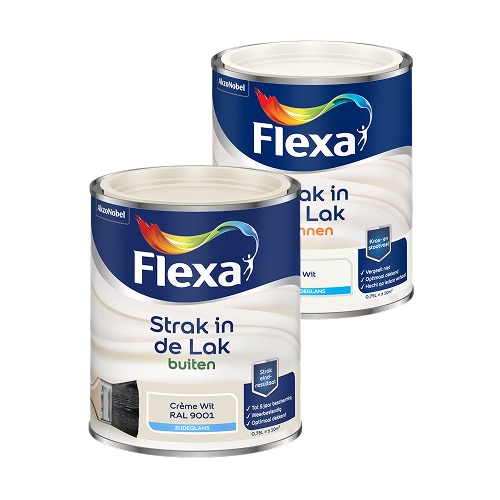Flexa Strak in de Lak buitenlak hoogglans RAL 9001 crèmewit 2,5 liter