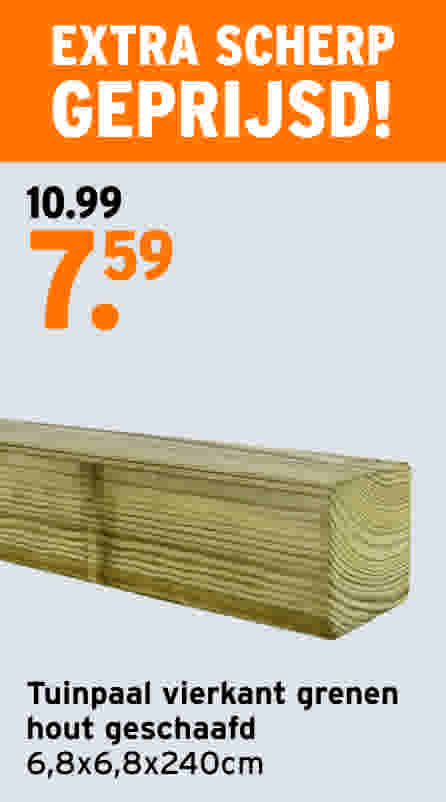 Tuinpaal geschaafd grenen