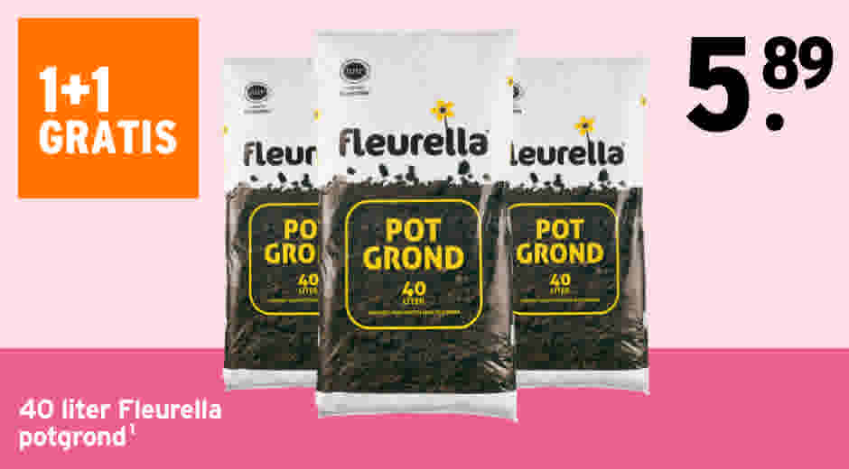 1+1 gratis 40 liter Fleurella potgrond