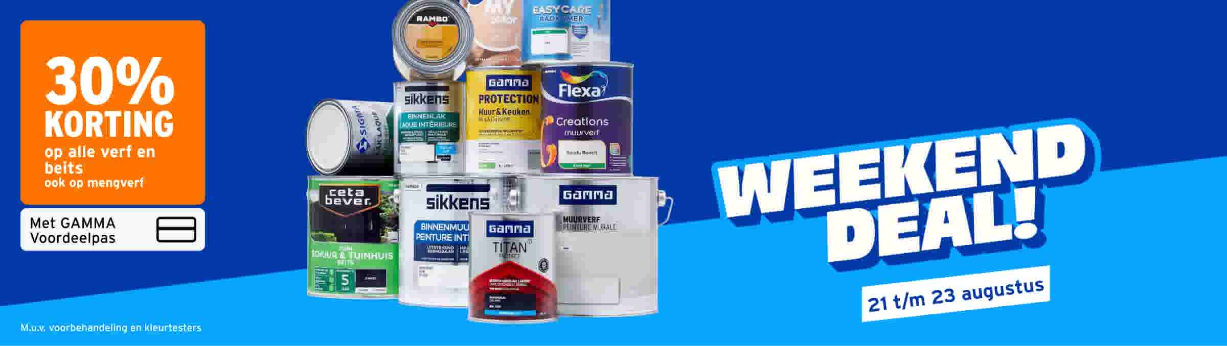 30% korting op alle verf en beits ook op mengverf