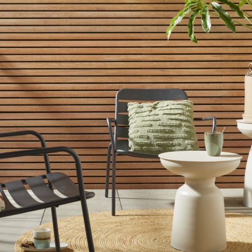 Lattenwand Decowall Acoustic Curve walnoot 260x30cm, 2 stuks (1.56m2)