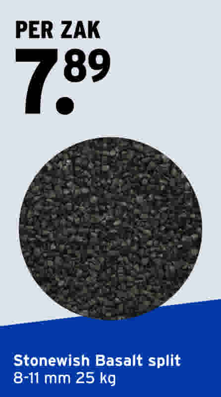 Stonewish Basalt split 8-11 mm 25 kg per zak 7.89
