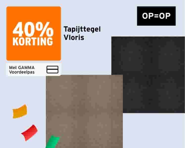 Tapijttegels Vloris in beige en antraciet, 40% korting met GAMMA Voordeelpas. Op=Op.