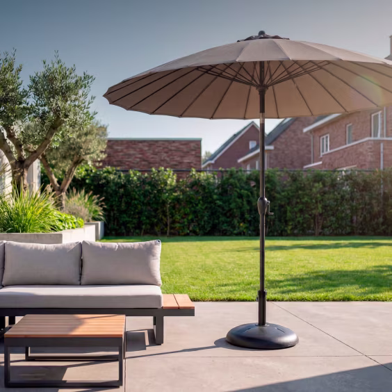 20% korting op alle parasols en schaduwdoeken