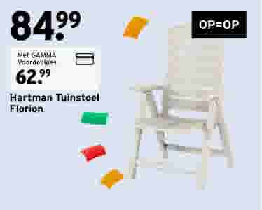 Witte Hartman Tuinstoel Florion, nu €84,99 of €62,99 met GAMMA Voordeelpas. Op=Op aanbieding.