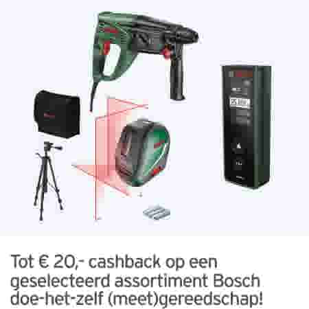 Tot € 20,- cashback op een geselecteerd assortiment Bosch doe-het-zelf (meet)gereedschap!