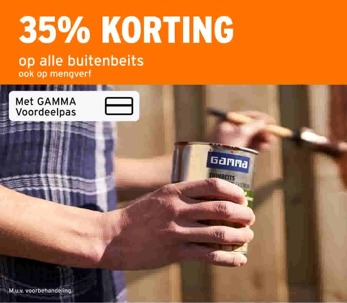 35% korting op alle buitenbeits ook op mengverf