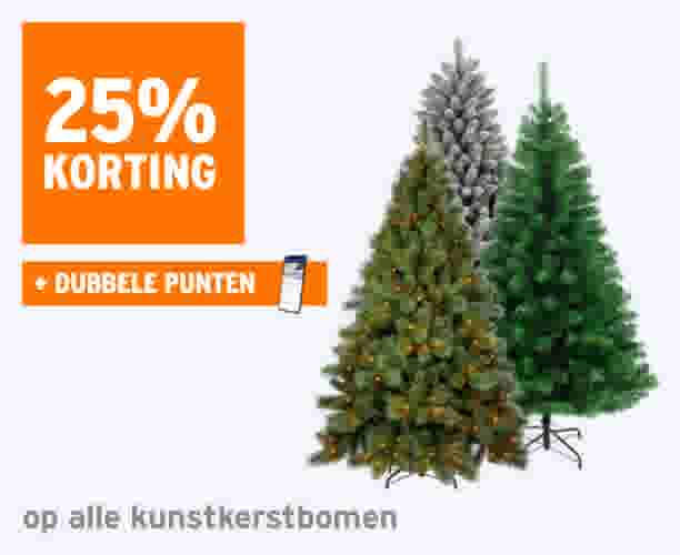 25% korting op alle kunstkerstbomen