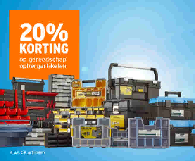 20% korting op gereedschap opbergartikelen