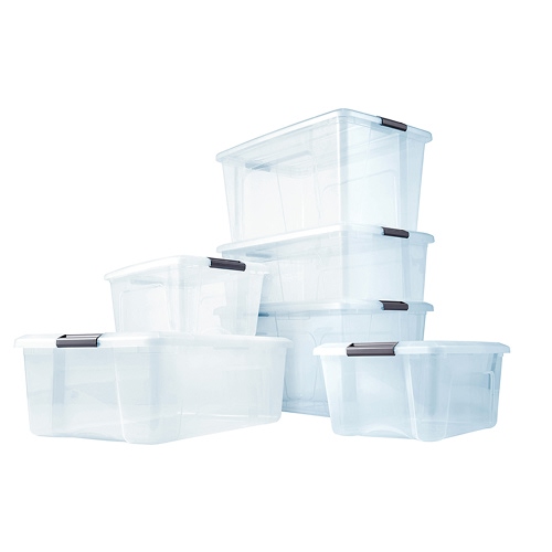 Iris opbergbox Click Topbox 60 liter transparant met grijze clips inclusief deksel