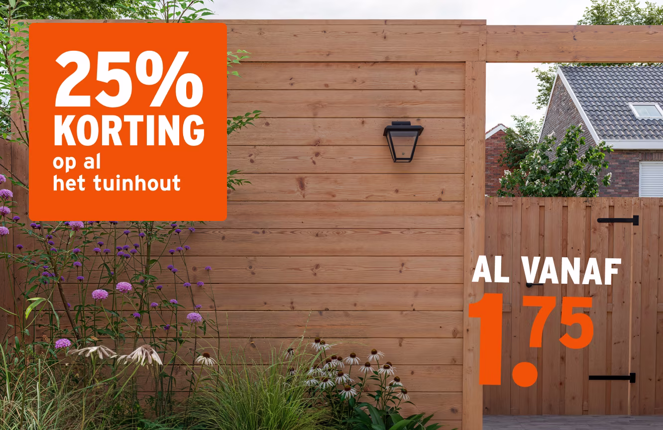 25% korting op al het tuinhout