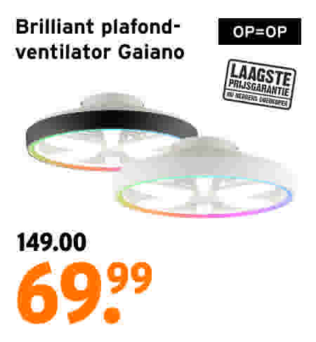 Brilliant plafondventilator Gaiano van 149,00 voor 69,99